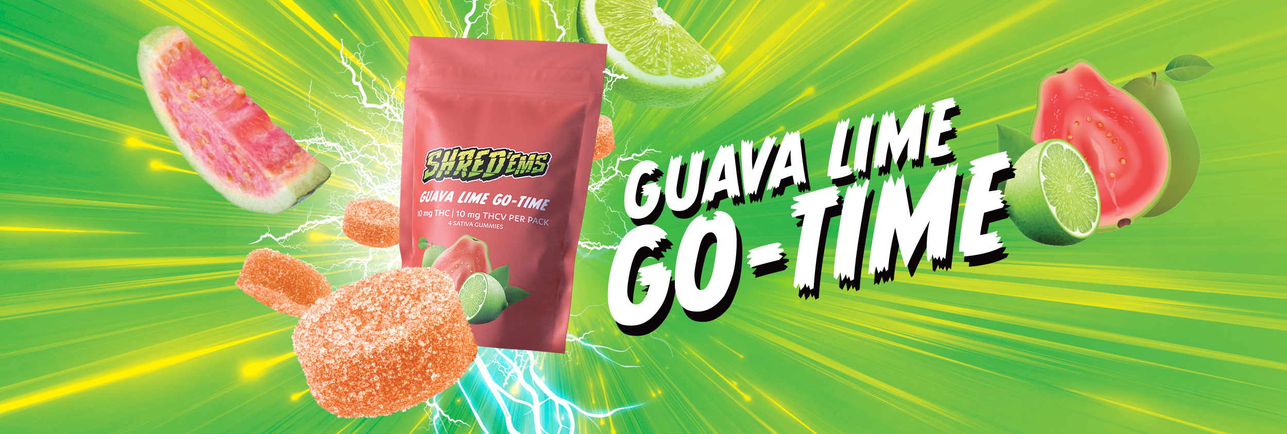 Guava Lime Go-Time THCV gummies.
