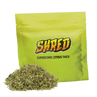 A green bag of Shred Supersonic Citrus THCV.
